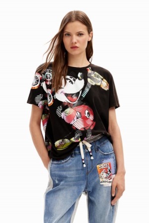 Desigual Arty Mickey Mouse Majice Crne | FLa3gh5n