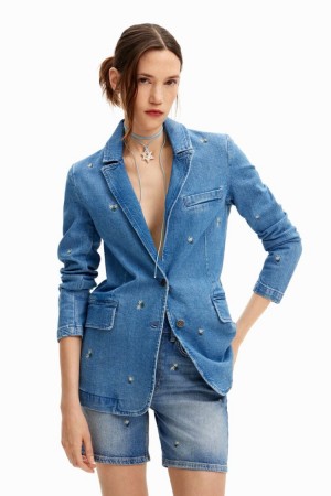 Desigual Blazer Jakne Plave | 8QcV6TxJ