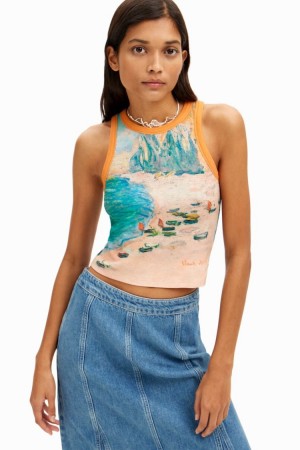 Desigual Claude Monet Tank Top Majice Narančaste | QioLn2ko