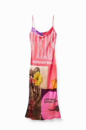 Desigual Collage Lingerie Midi Haljina Assorted | Dt2OzXua