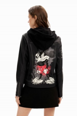 Desigual Contrast Mickey Mouse Jakne Crne | fwqylSrM