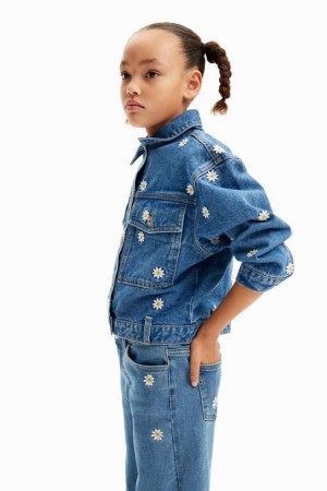 Desigual Daisy Denim Trucker Jakne Plave | 7qP4irYy