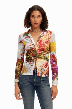 Desigual Floral Ruched Majice Assorted | bIOCKNSV