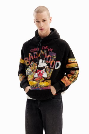 Desigual Patchwork Mickey Mouse Dukserice Crne | fE5dleEf