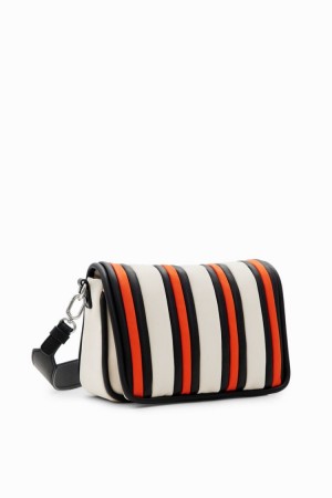 Desigual S Padded Stripy Crossbody Torba Bijele | CjXt6MdJ