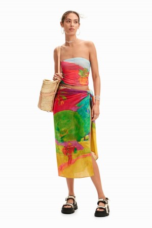 Desigual Scarf With Gauguin Landscape Print. Funari Assorted | e6kx8fEF