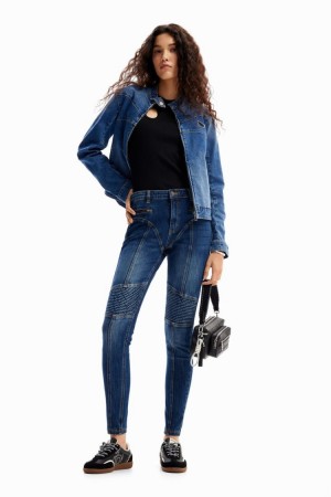 Desigual Slim Biker Hlače Plave | 3FgSidvE