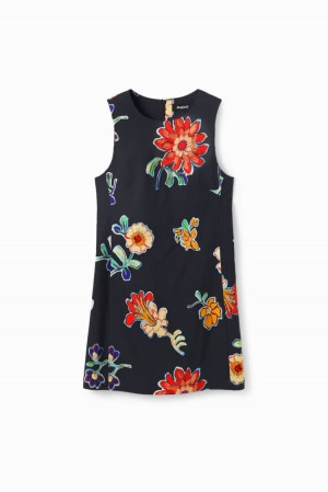 Desigual Slim Floral Haljina Crne | sNGQO1eq