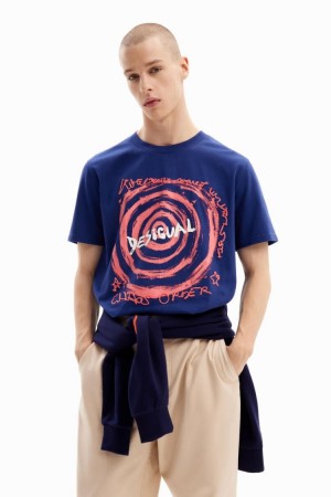 Desigual Spiral With Logo Majice Plave | 5V5HoPtr