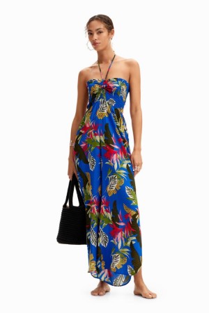 Desigual Tropical Halter Neck Kupaći Kostimi Plave | oZtX8OUw