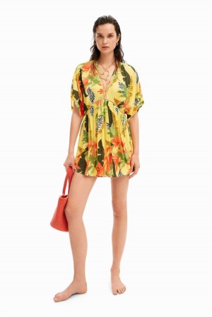 Desigual Tropical Tunic Dress Kupaći Kostimi Žute | ag0N4eiN