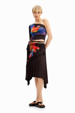 Desigual Tyler Mcgillivary Asymmetrical Parrot Majice Crne | ZTMiASVi