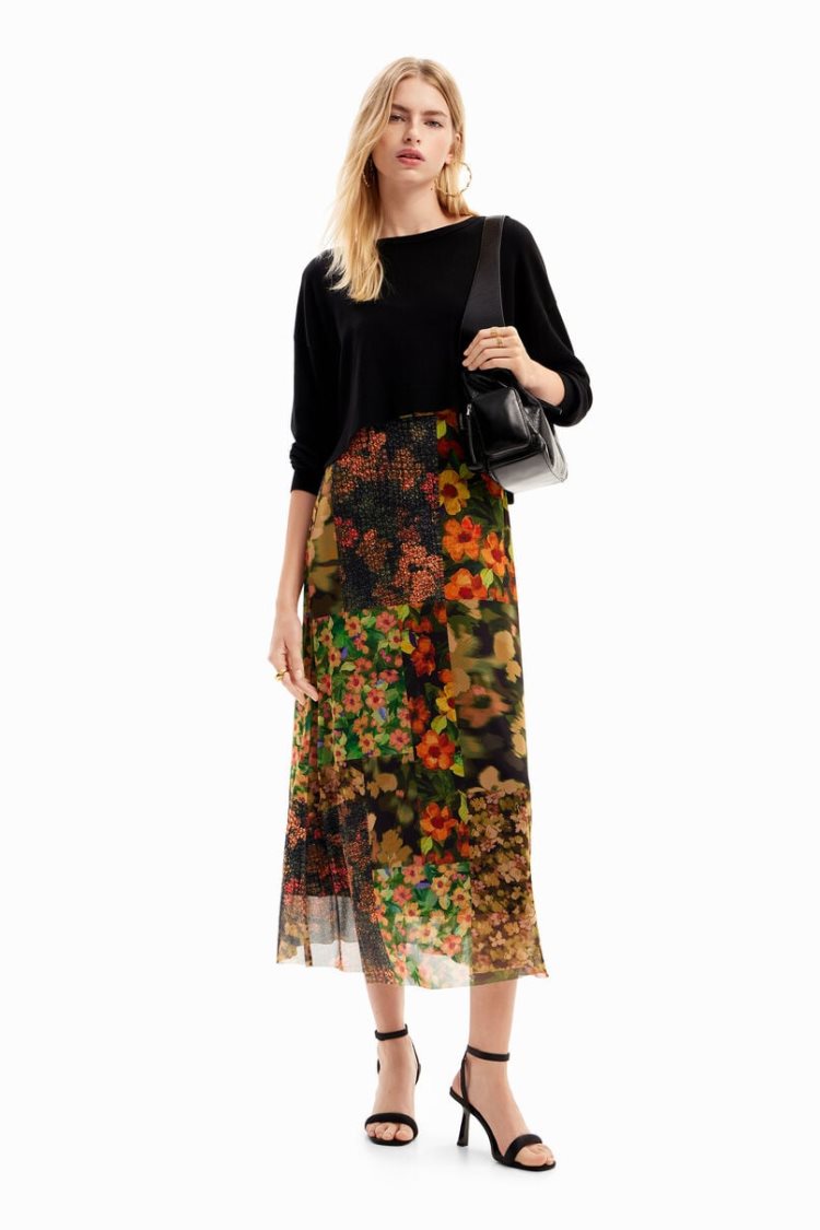 Desigual 2-in-1 Patchwork Midi Haljina Assorted | 0vWfrHHB