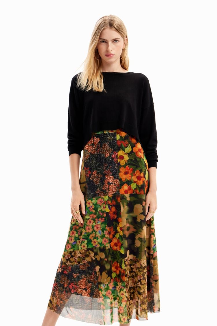 Desigual 2-in-1 Patchwork Midi Haljina Assorted | 0vWfrHHB