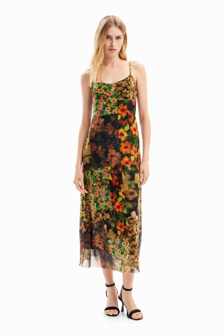 Desigual 2-in-1 Patchwork Midi Haljina Assorted | 0vWfrHHB