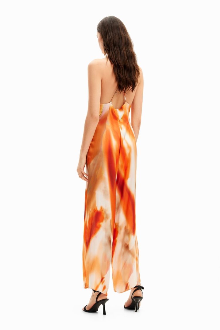 Desigual Abstract Halter Jumpsuit Hlače Narančaste | jUPlZiWg