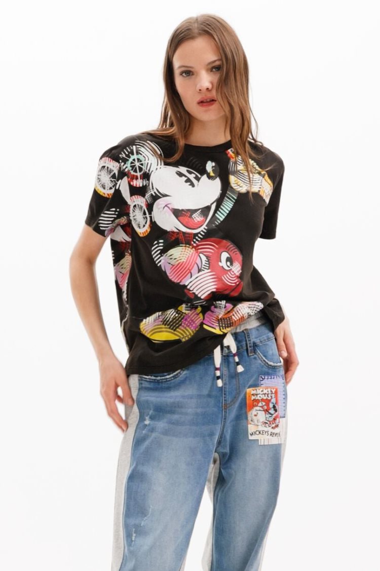 Desigual Arty Mickey Mouse Majice Crne | FLa3gh5n