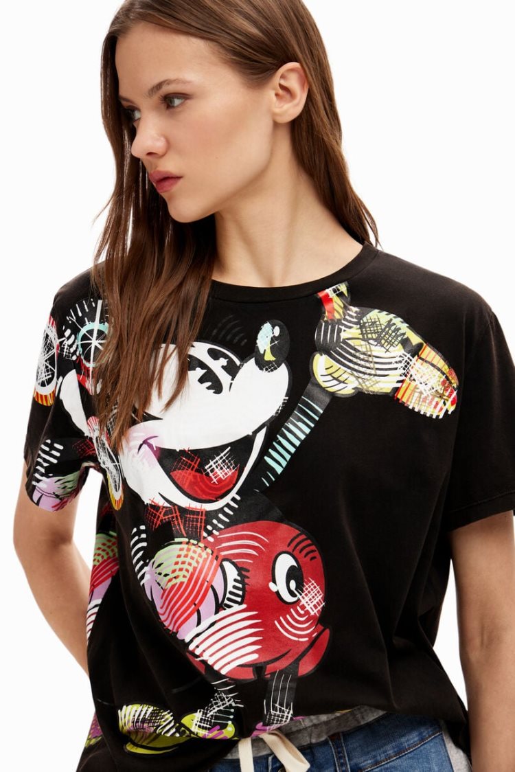 Desigual Arty Mickey Mouse Majice Crne | FLa3gh5n