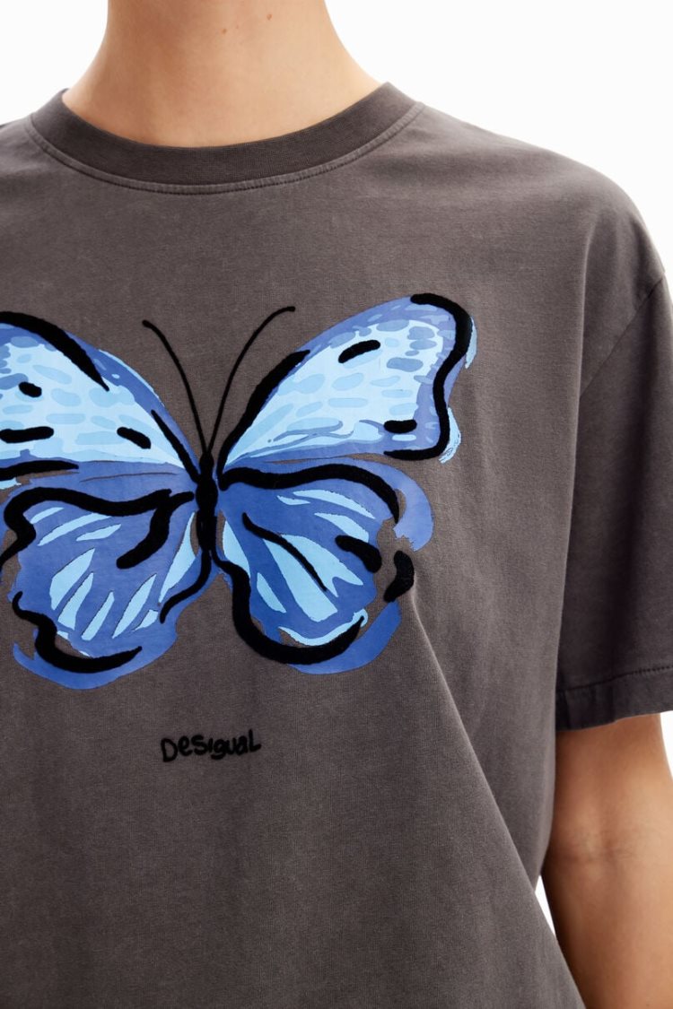 Desigual Butterfly Illustration Majice Crne | dhKsokrE