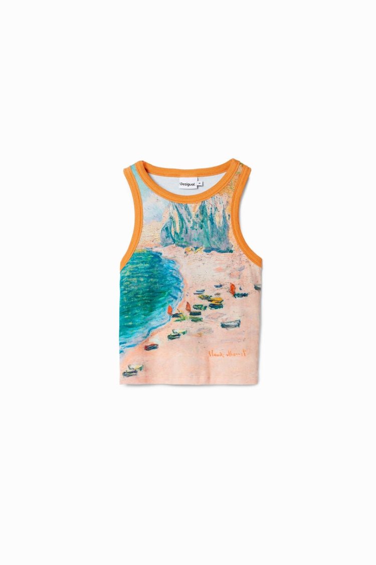 Desigual Claude Monet Tank Top Majice Narančaste | QioLn2ko