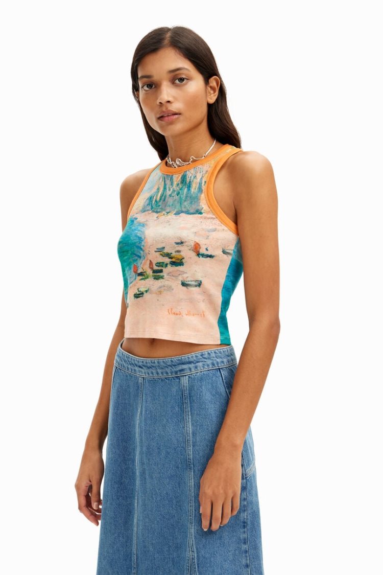 Desigual Claude Monet Tank Top Majice Narančaste | QioLn2ko