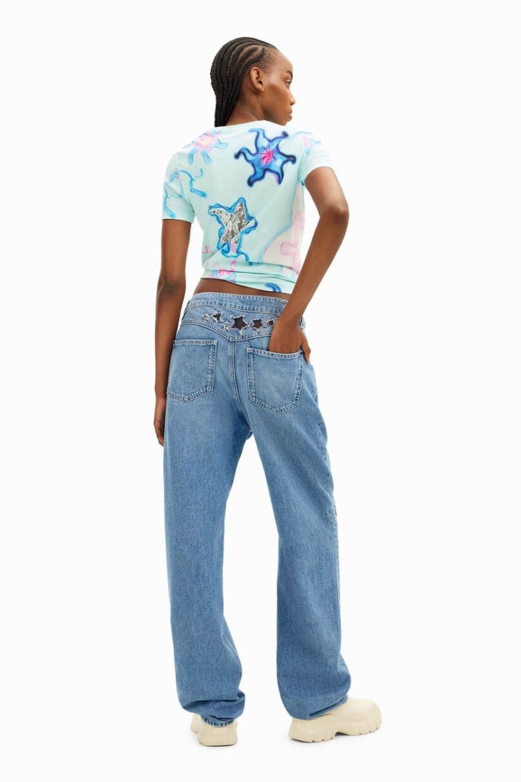 Desigual Collina Strada Denim With Star Details Hlače Plave | dUWpDQDS