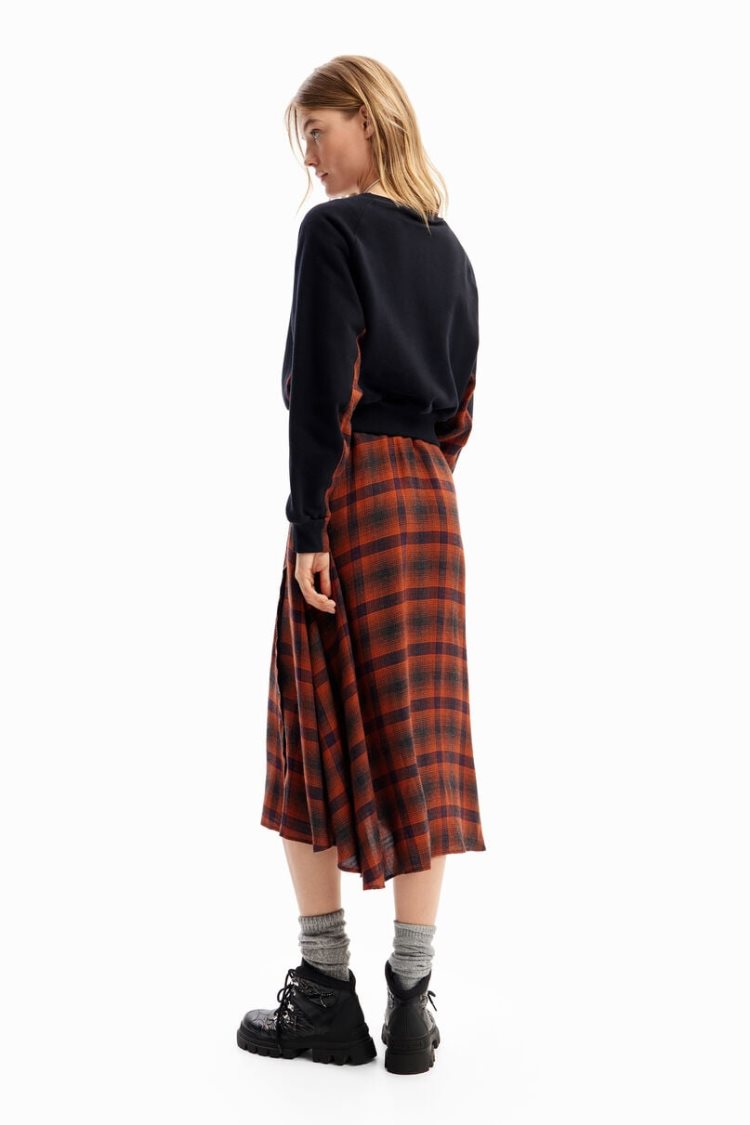 Desigual Combination Plaid Midi Haljina Crne | iV4adlQj