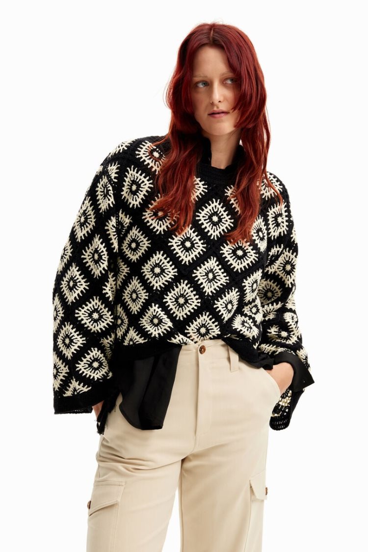 Desigual Crochet Jumper With Geometric Patterns Džemperi Assorted | DDc9lnG1