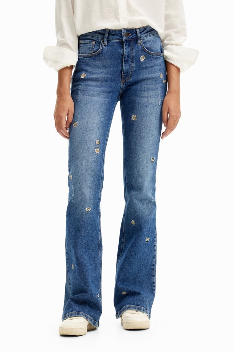 Desigual Daisy Flare Jeans Hlače Plave | nGbA23cg