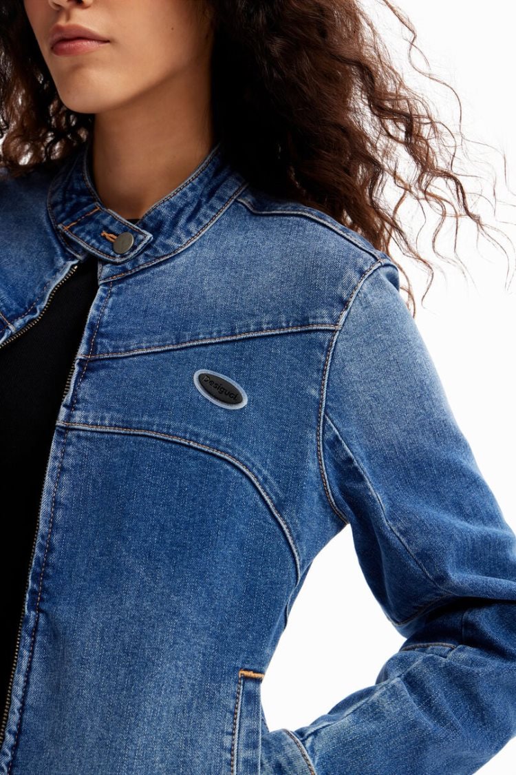 Desigual Denim Biker Jakne Plave | UXguGWvP