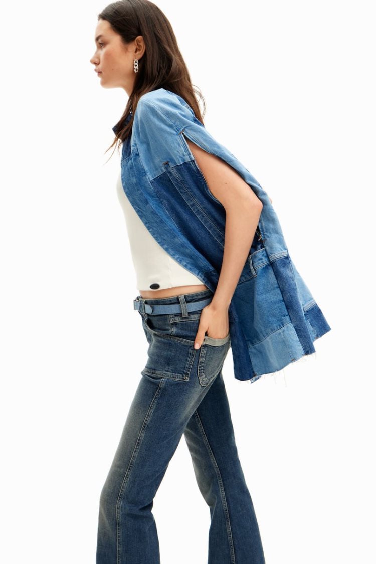 Desigual Denim Poncho Jakne Plave | ddW9hsWJ