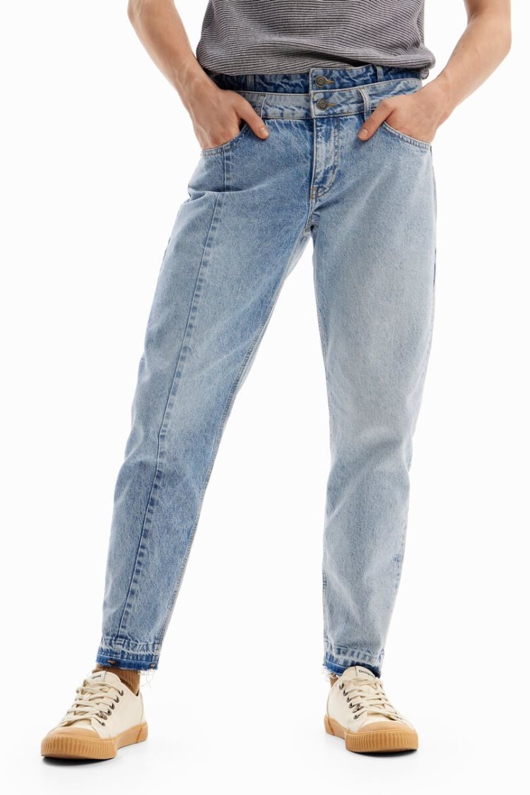 Desigual Double-waist Carrot Jeans Hlače Crne | zeG3yFEp