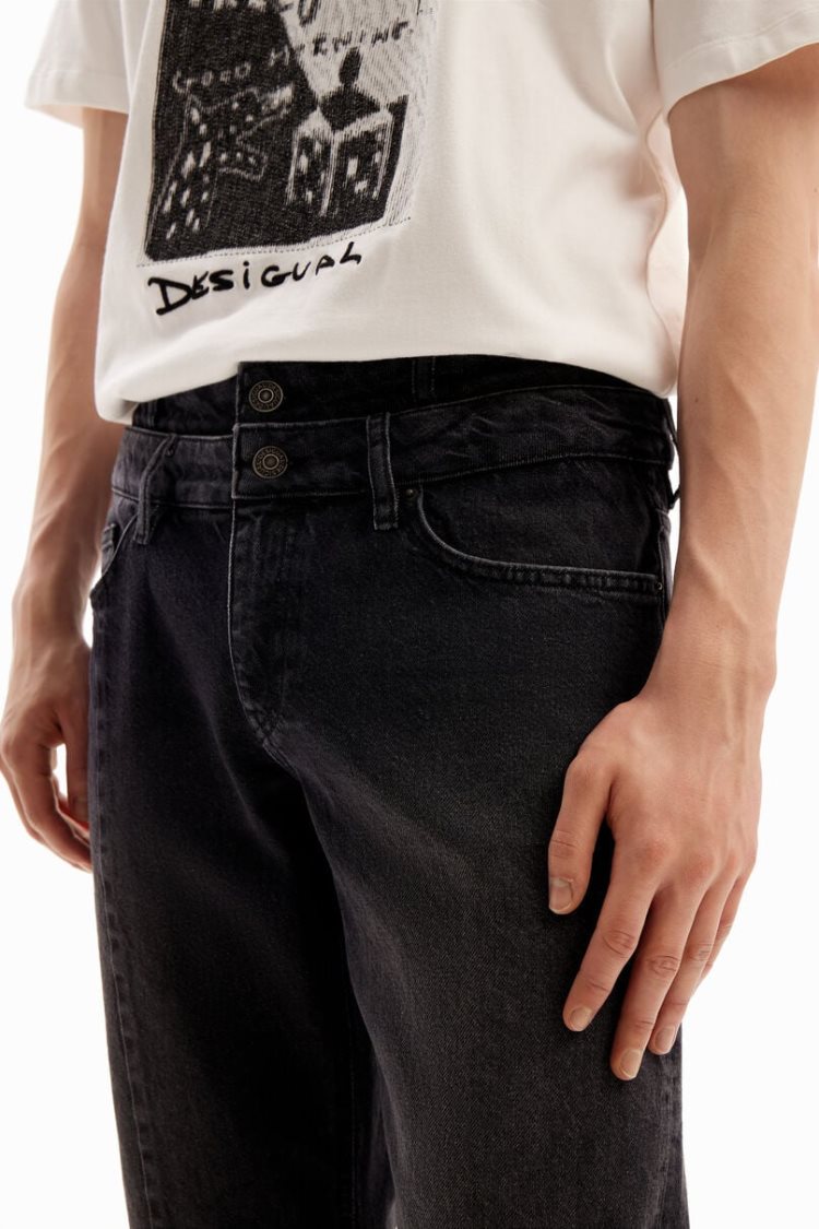 Desigual Double-waist Carrot Jeans Hlače Plave | 5RleFkUt