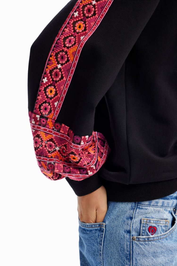 Desigual Embroidered Balloon Sleeve Dukserice Crne | fmp9DJ0u