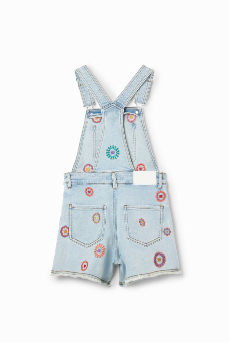 Desigual Embroidered Denim Dungarees Hlače Plave | Van15RMN