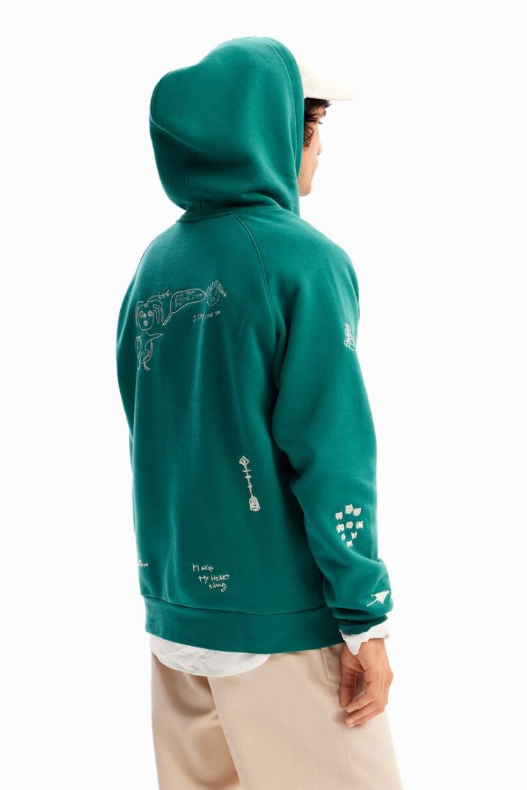 Desigual Embroidered Hoodie Dukserice Sive | ee9LvMiE