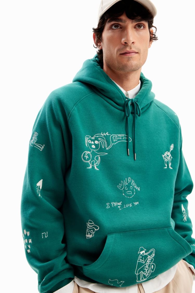 Desigual Embroidered Hoodie Dukserice Sive | ee9LvMiE