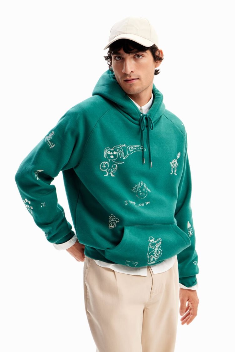 Desigual Embroidered Hoodie Dukserice Sive | ee9LvMiE