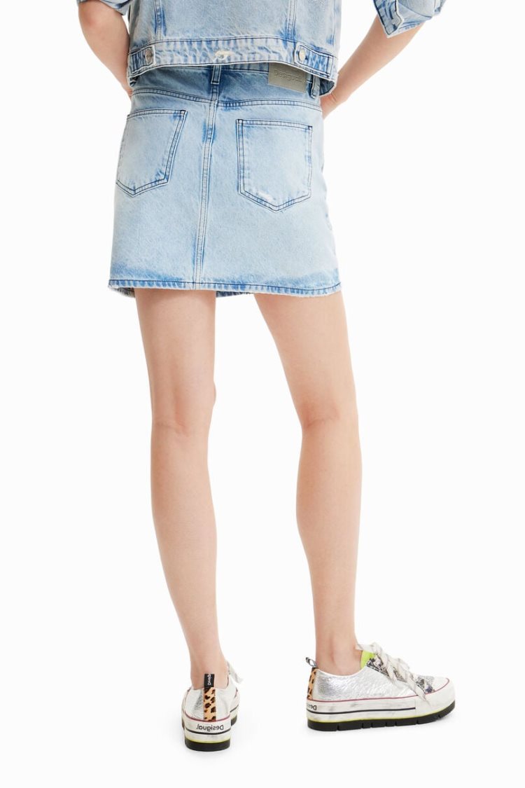 Desigual Eyes Denim Mini Skirts Plave | 3MIuGOe0