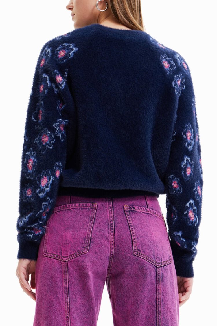 Desigual Floral Fur-effect Pullover Dukserice Assorted | 4cI0AvDD