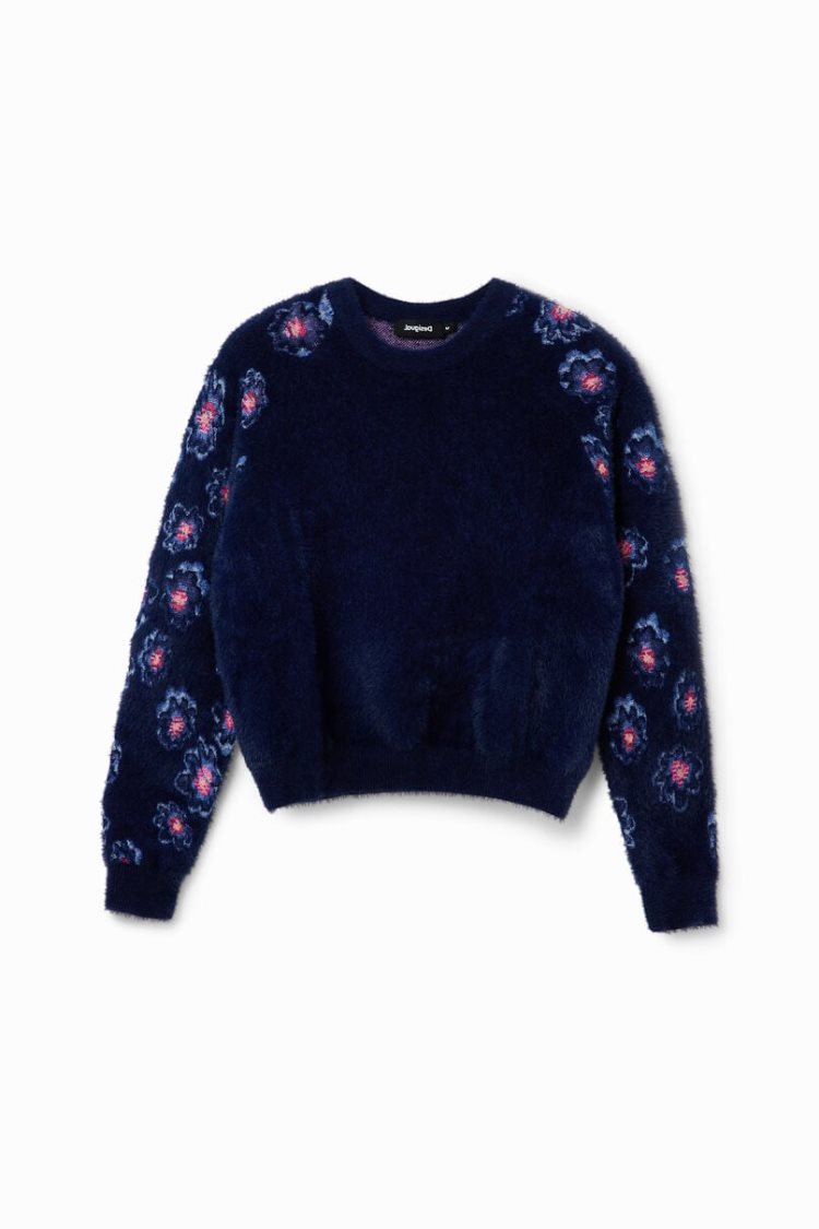 Desigual Floral Fur-effect Pullover Dukserice Assorted | 4cI0AvDD