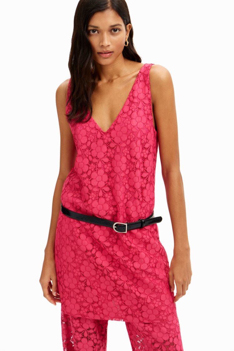 Desigual Floral Lace Mini Haljina Crvene | LsRPql7s