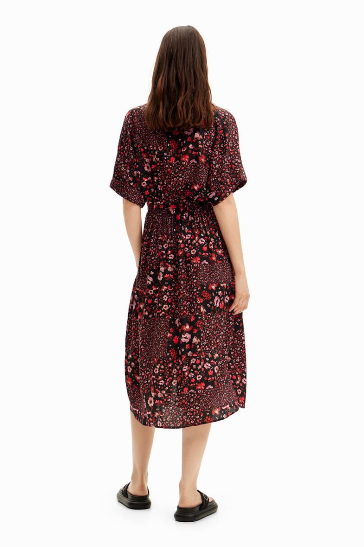 Desigual Floral Midi Haljina Crne | aCbcfZ3M