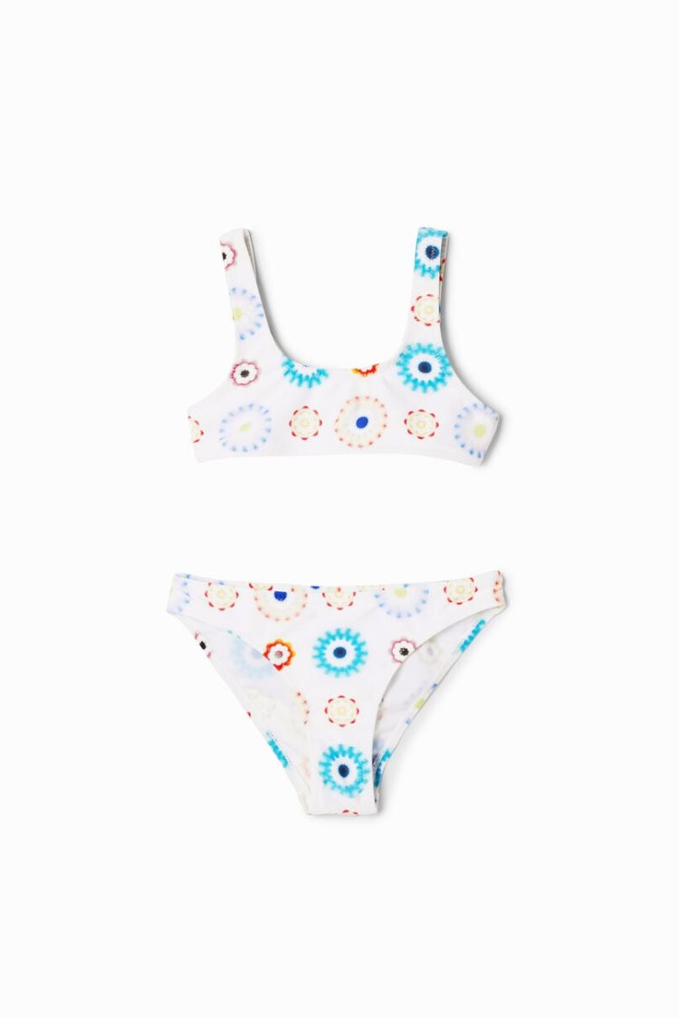 Desigual Geometric Strap Bikini Majice Bijele | d31DjxxS