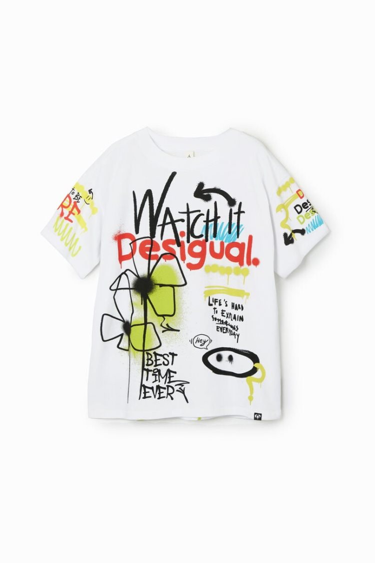 Desigual Graffiti Message Majice Assorted | MU6YkcYq