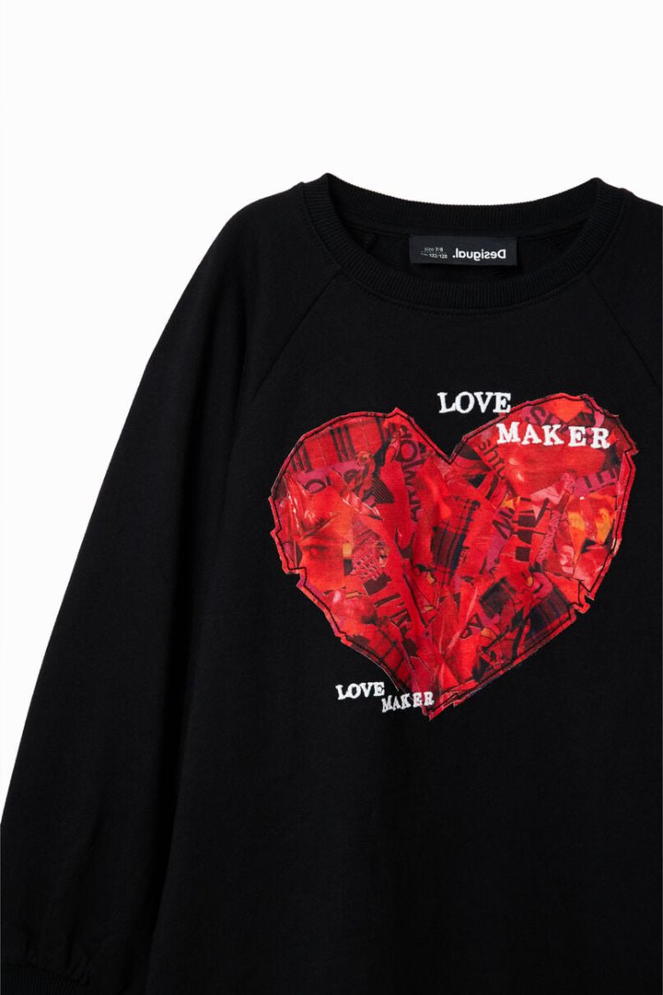 Desigual Heart Sweatshirt Haljina Crne | vB0LJHt6