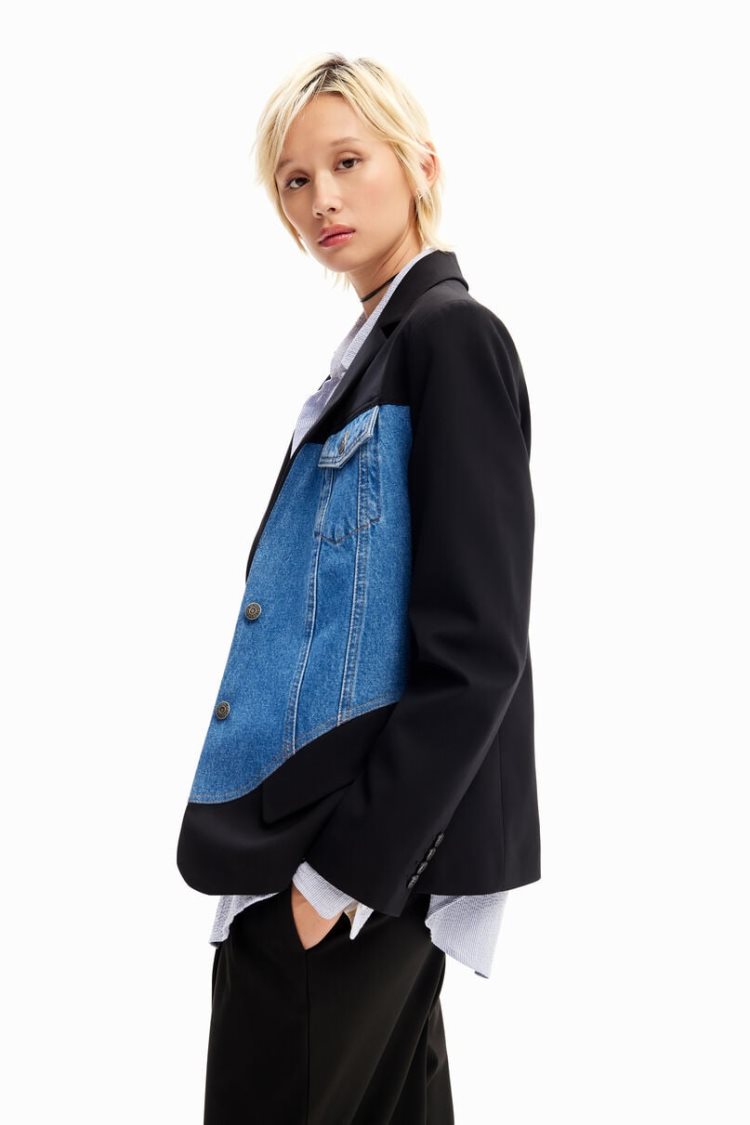 Desigual Hybrid Trucker Blazer Jakne Crne | A3nNA5Q8