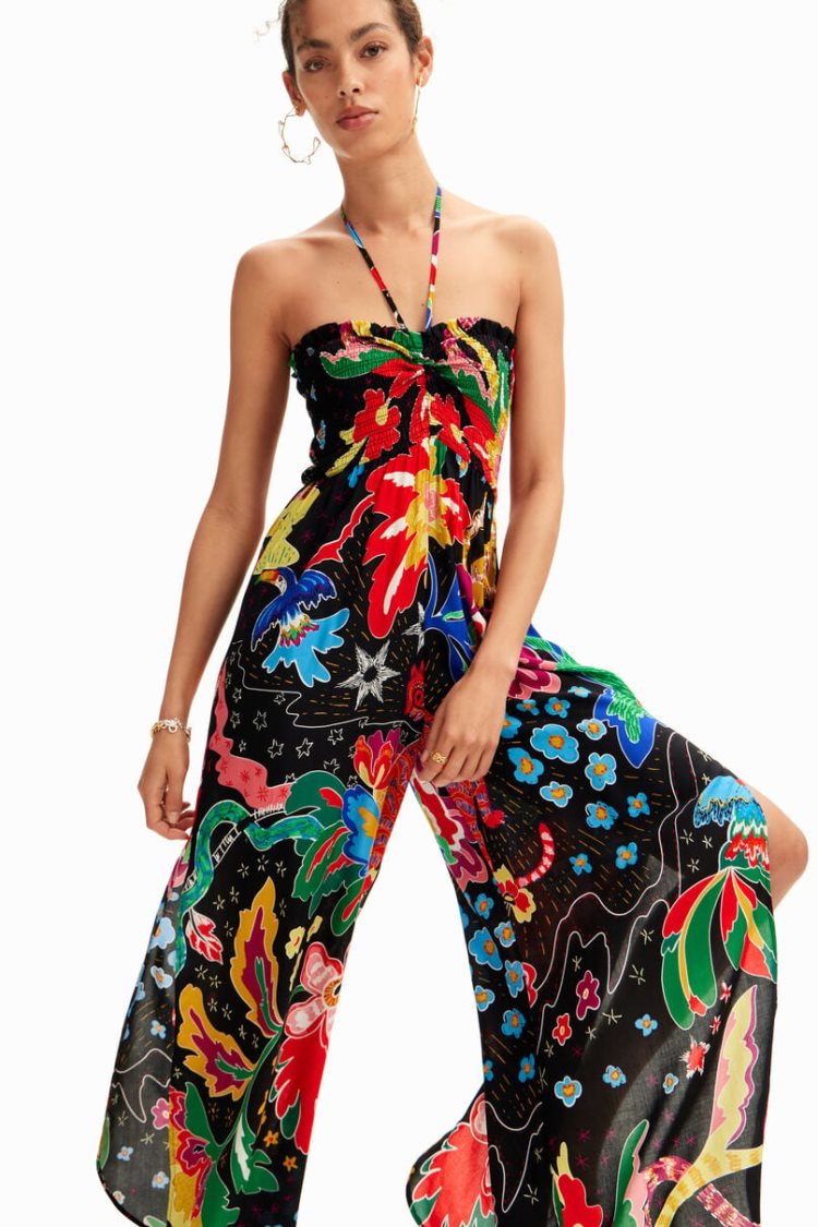 Desigual Jungle Design Halter Neck Jumpsuit Kupaći Kostimi Crne | uEEjSTlV