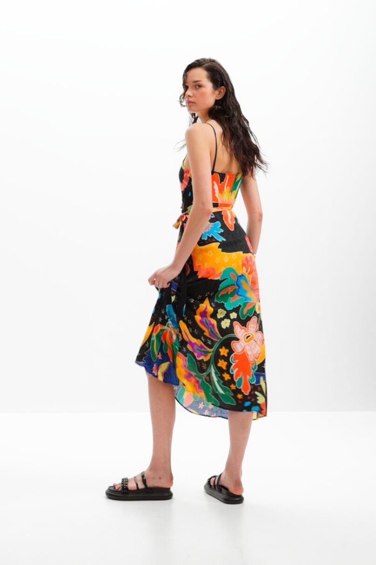 Desigual Jungle Design Wrap Midi Dress Kupaći Kostimi Crne | 8Mg1Wflu