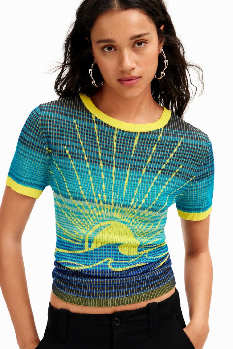 Desigual Knit Wave Majice Plave | PDCWxGAj